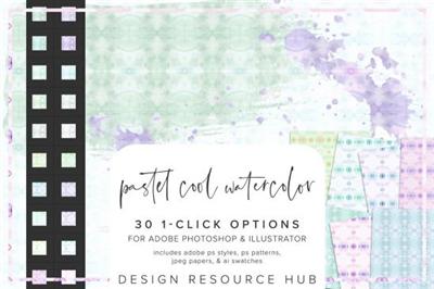 CreativeMarket   Pastel Cool Watercolor PS Styles 6966092