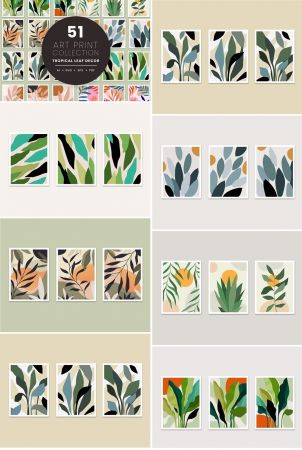 Leaf Tropical Abstract Art Poster Collection Print