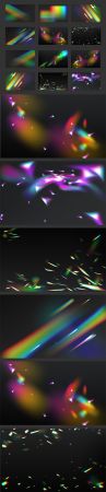 12 Rainbow Light Effects   Vector Backgrounds Collection