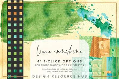 CreativeMarket   Lime Sunshine Watercolor PS Styles 6966083
