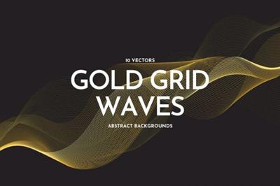 Gold Grid Waves Vector Backgrounds