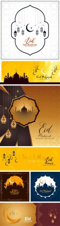 Eid Mubarak   Realistic Decorative Vector Templates Vol.2