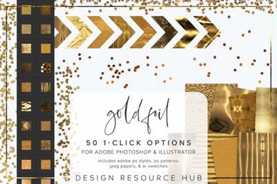 CreativeMarket   Gold Foil Photoshop Style Pack 6966029
