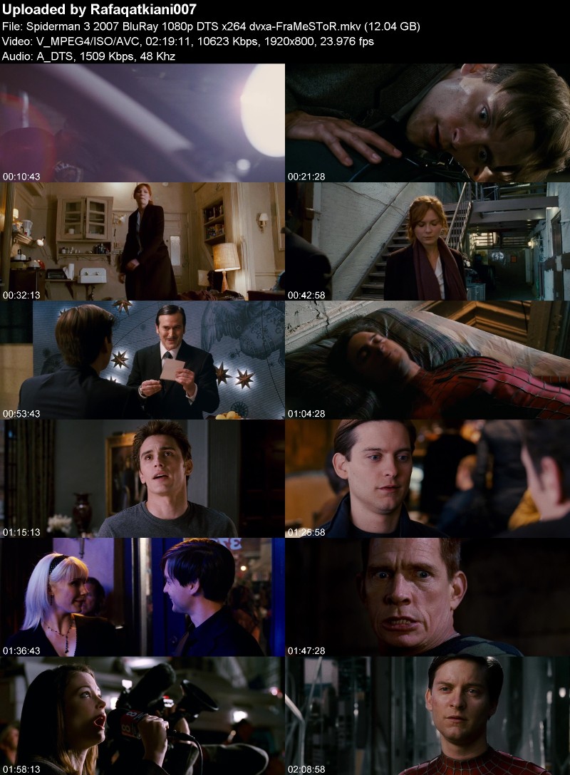 Spiderman 3 2007 BluRay 1080p DTS x264 dvxa-FraMeSToR Spiderman 3 2007 BluRay 1080p DTS x264 dvxa-FraMeSToR
