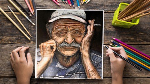 Portrait Drawing - Drawing an Old Man with Colored Pencils