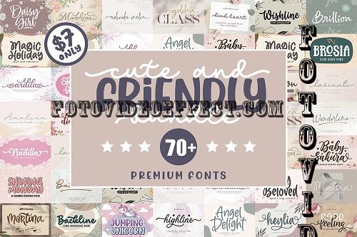 Cute and Friendly - Best seller Font Bundles - 1460789 - 78 Premium Fonts