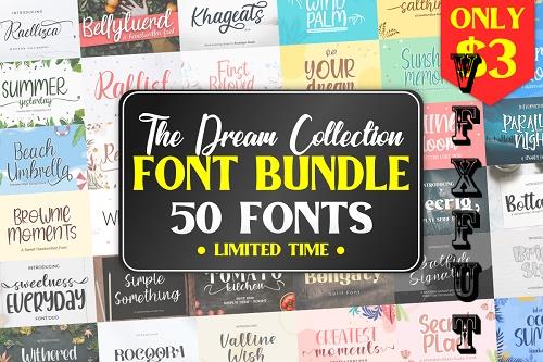 The Dream Collection Font Bundle - 50 Premium Fonts
