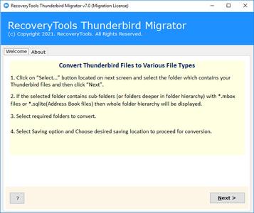 RecoveryTools Thunderbird Migrator 7.2