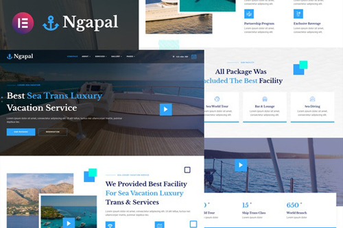 Ngapal - Sea Luxury Yatch Vacation Services Elementor Template Kit 37254608