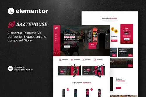 Skatehouse - Skateboard & Extreme Sport Shop Elementor Template Kit 37316328
