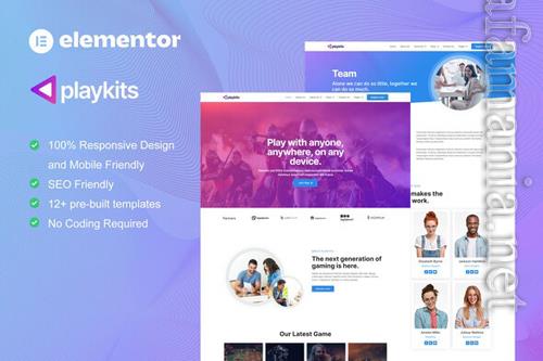 Playkits - Video Game Publisher & Shop Elementor Template Kit 37189794