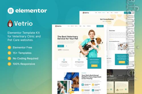 Vetrio - Veterinary Clinic & Pet Care Elementor Template Kit 37167047