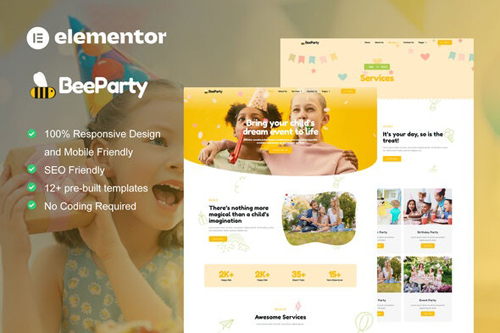 TForest BeeParty - Kids Party Planner Elementor Template Kit 37867670