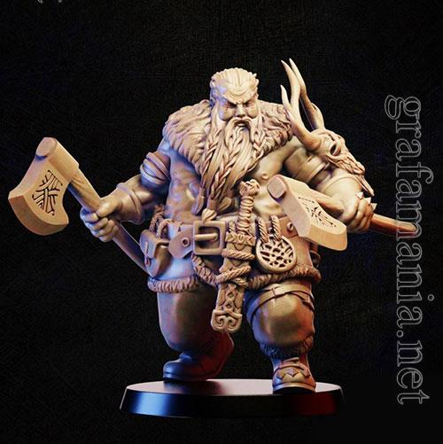  3D Print Model Barbarian dual axe