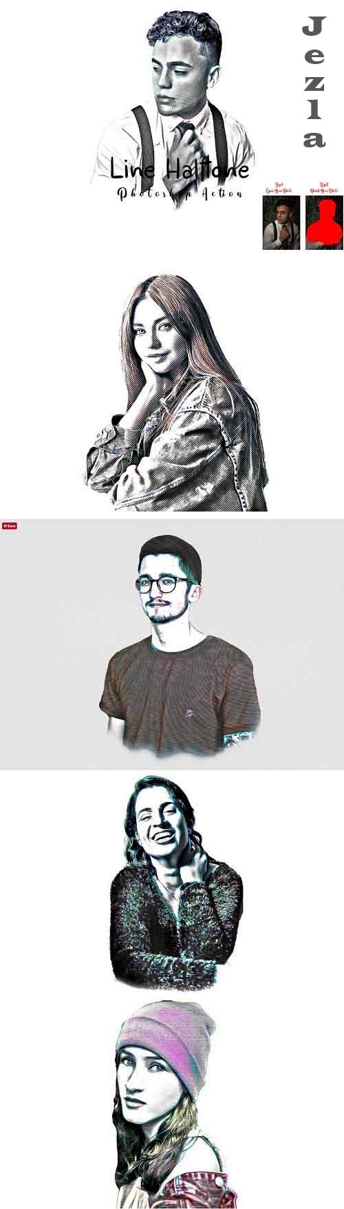 Line Halftone Photoshop Action - 7211955