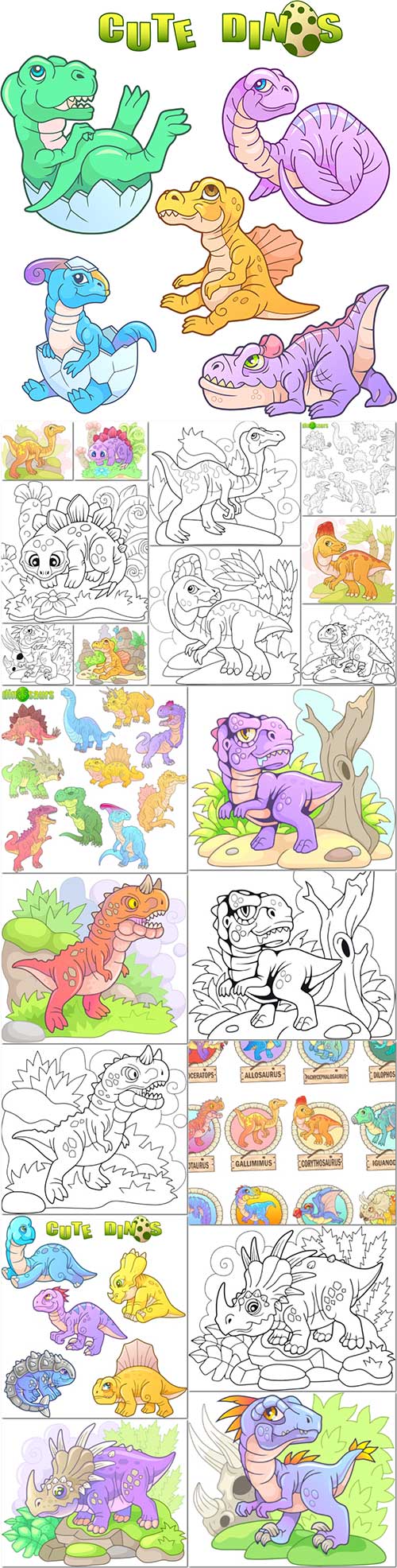 Cartoon dinosaurs premium vector
