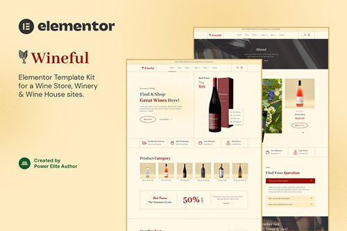 TForest Wineful - Wine Store & Winery Elementor Template Kit Elementor 2.8.x, 2.9.x,3.0.x, 3.1.x 37930225