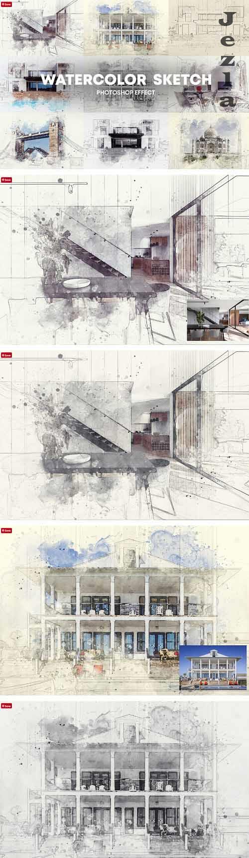 Watercolor Sketch Photoshop Effect - 7212989