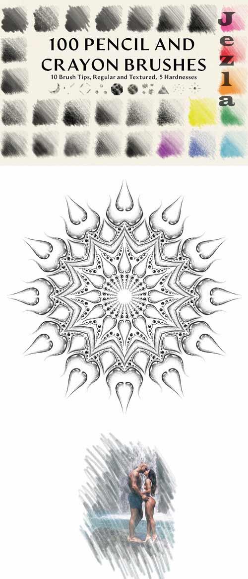 100 Pencil and Crayon Brushes - 4923874