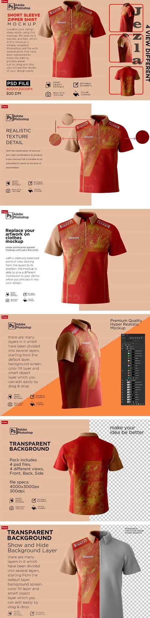 Short Sleeve Zipper Shirt Mockup - 7154098
