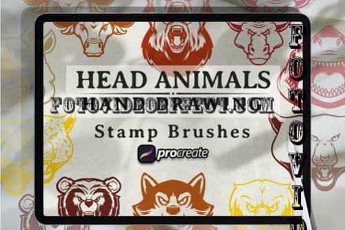 Animal Head Hand Drawing Brush Stamp