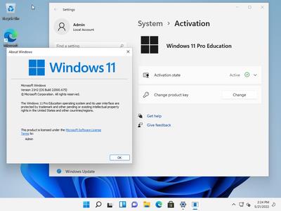 Windows 11 Pro Education 21H2 Build 22000.675 (No TPM Required) With Office 2021 Pro Plus Preactivated