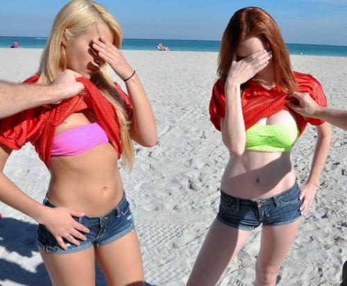 Парни подцепили на пляже двух девчонок для секса